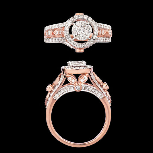 14K Two Tone Gold Diamond Ring - 1.32ct VS-FG