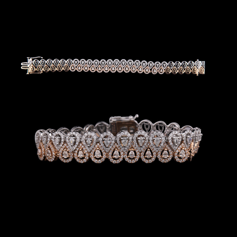 18K Two Tone Gold Diamond Bracelet - 3.43ct VS-SI-FG