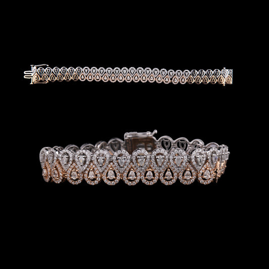 18K Two Tone Gold Diamond Bracelet - 3.43ct VS-SI-FG