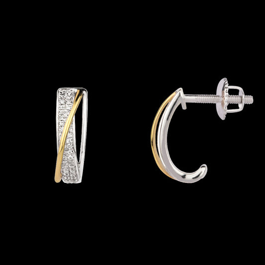 14K Two Tone Gold Diamond Earrings - 0.14ct VS-SI-HI