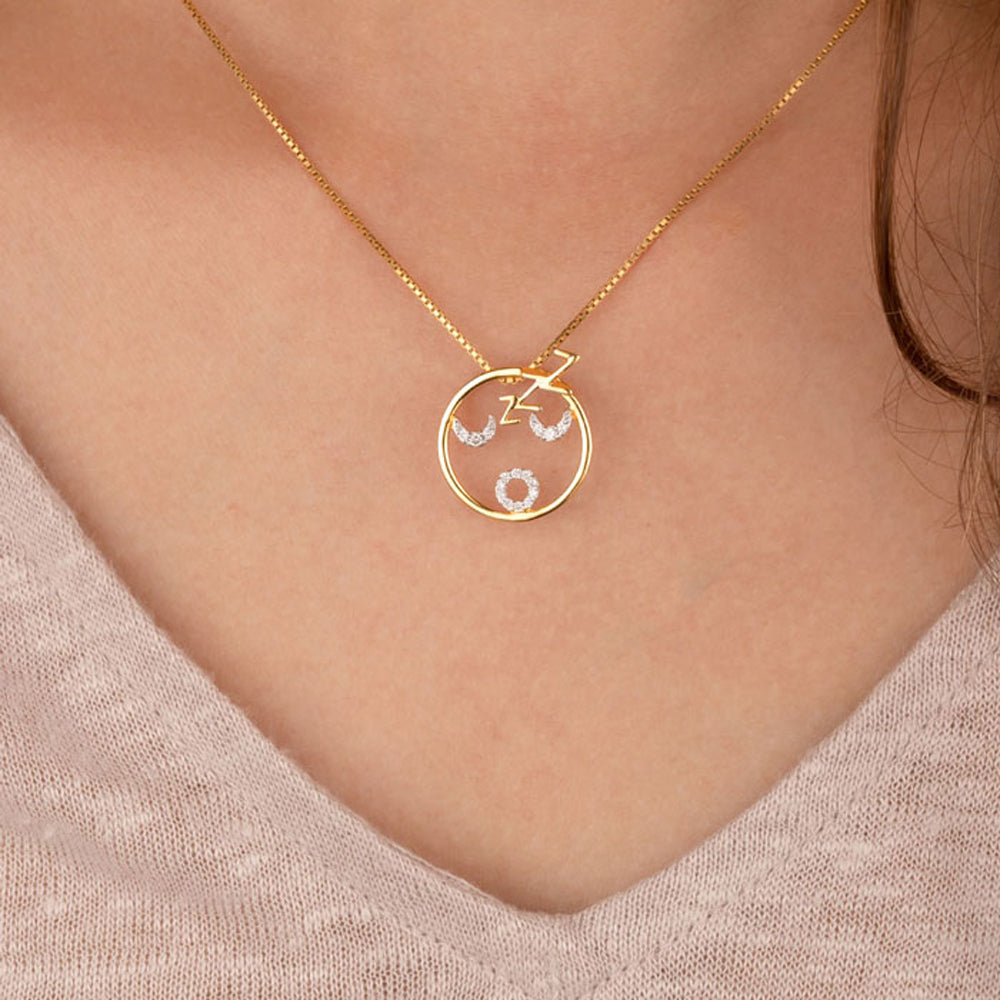 14K Two Tone Gold Diamond Pendant - 0.11ct SI-IJ