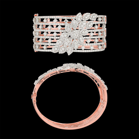 14K Two Tone Gold Diamond Kada - 8.62ct SI-GH