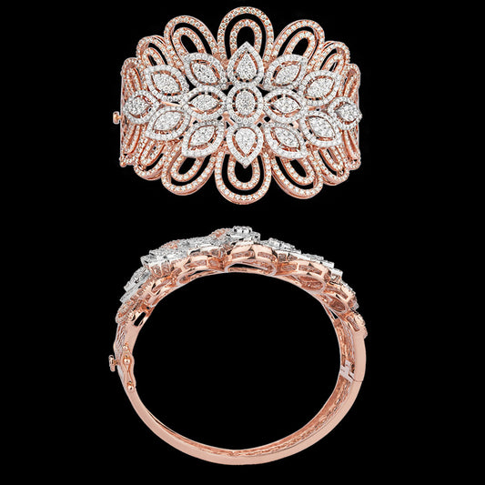 14K Two Tone Gold Diamond Kada - 8.83ct VS-HI