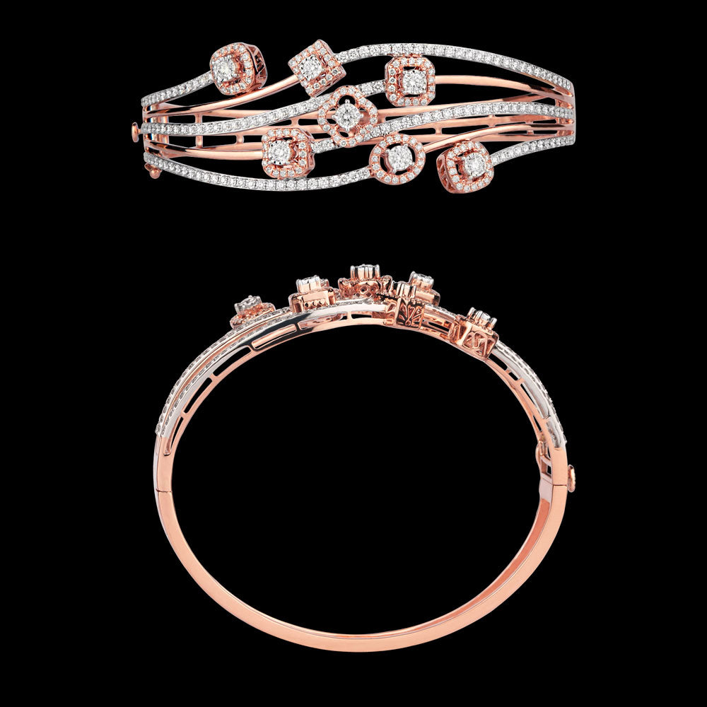 14K Two Tone Gold Diamond Kada - 2.39ct VVS-VS-IJ