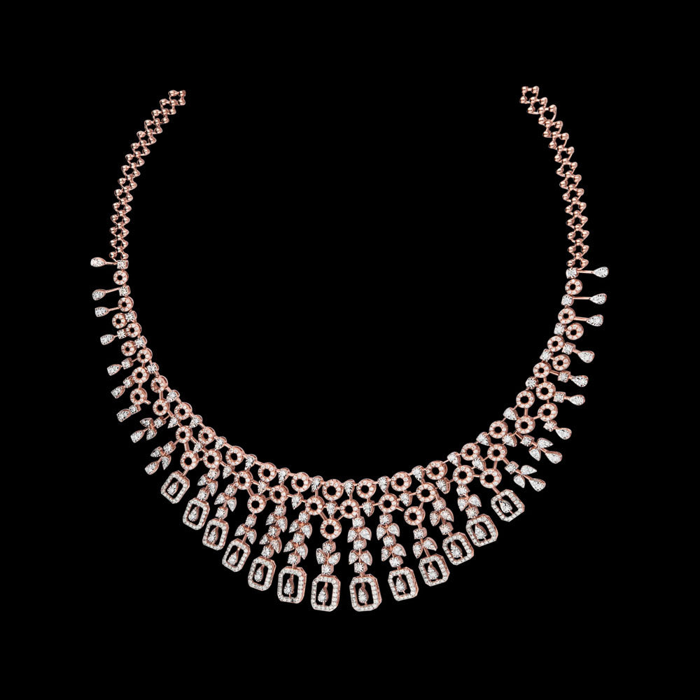 14K Two Tone Gold Diamond Necklace - 7.23ct VVS-VS-GH