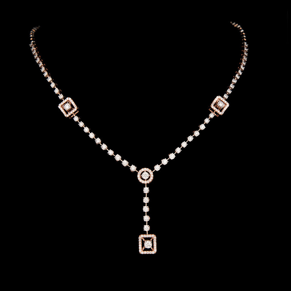 14K Two Tone Gold Diamond Necklace - 1.75ct VVS-VS-GH