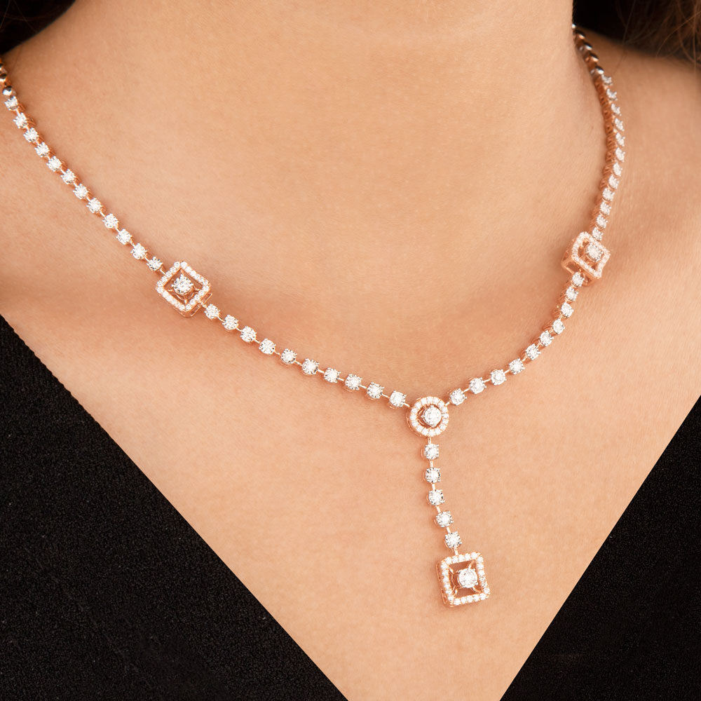 14K Two Tone Gold Diamond Necklace - 1.75ct VVS-VS-GH