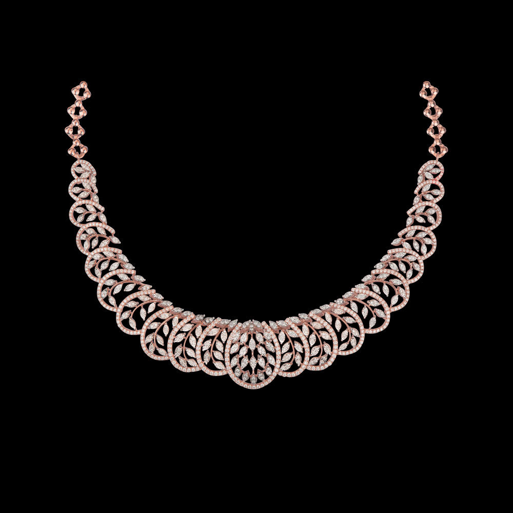 14K Two Tone Gold Diamond Necklace - 5.53ct VS-SI-FG
