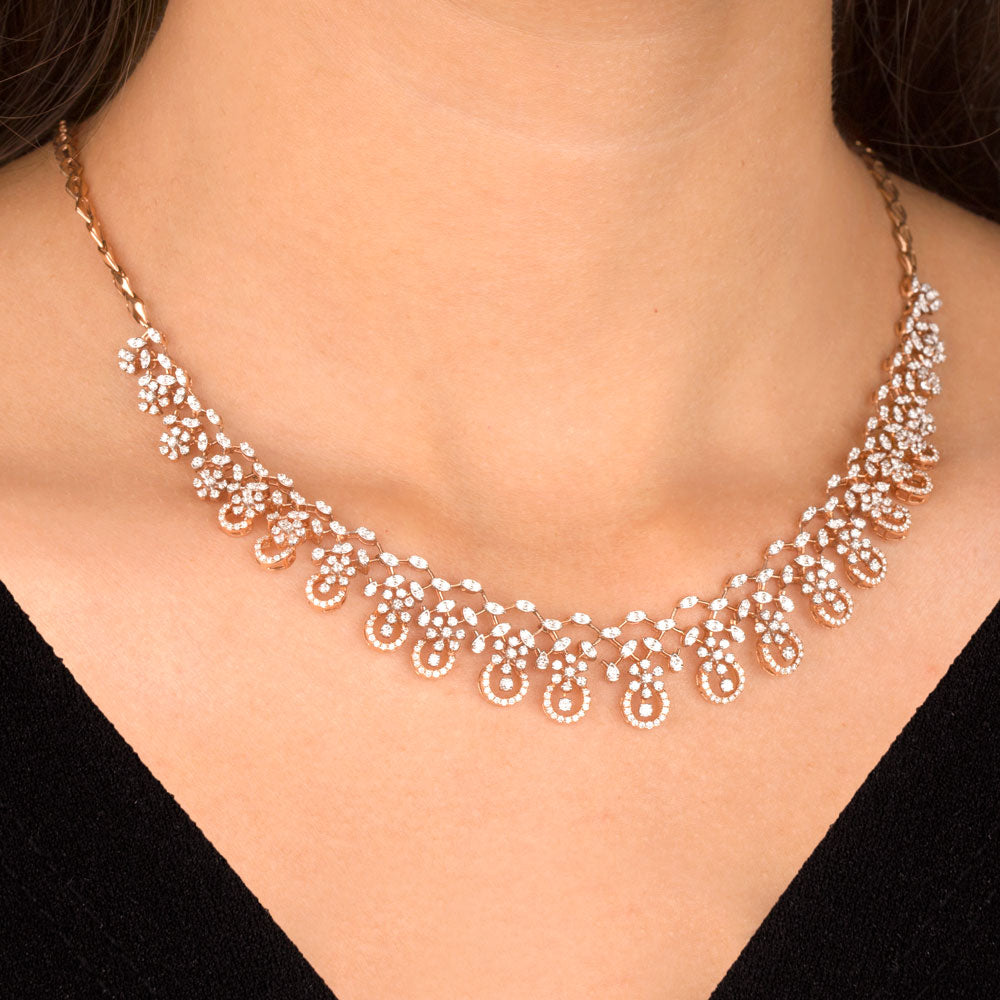 14K Two Tone Gold Diamond Necklace - 3.09ct SI-GH