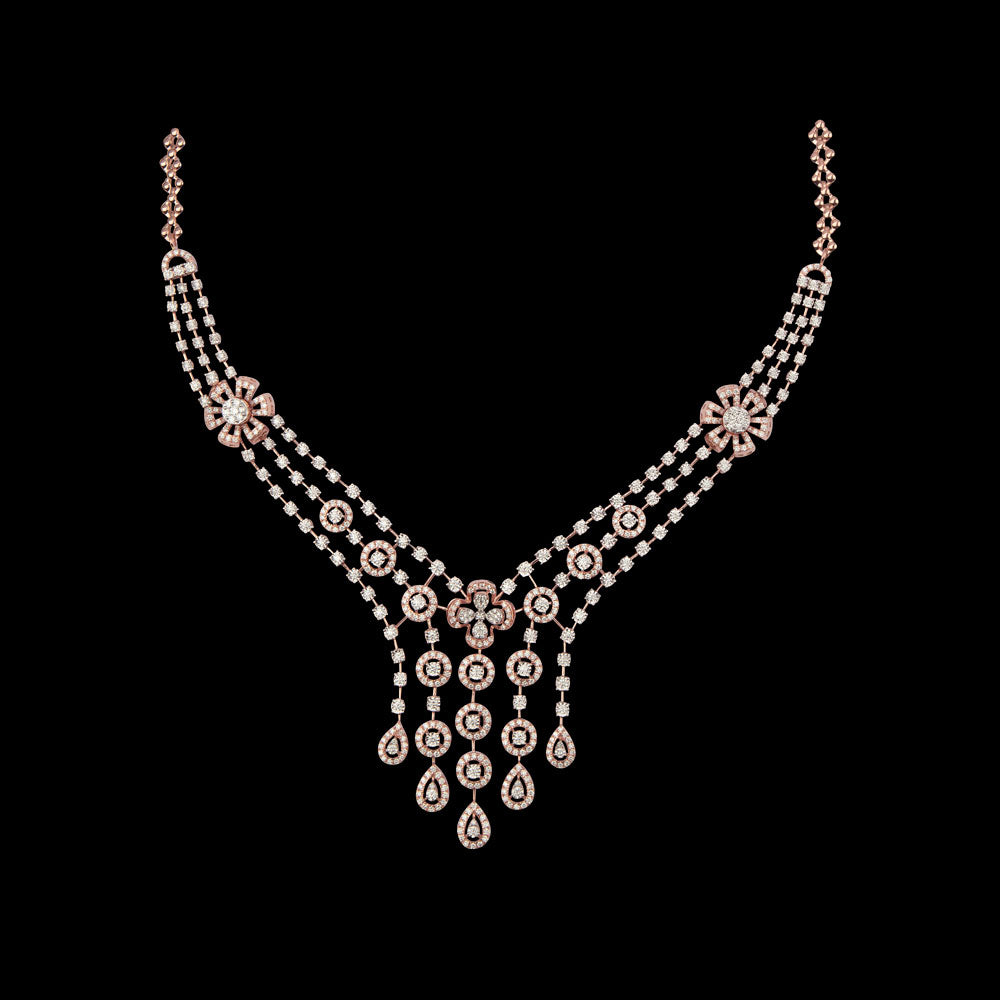 14K Two Tone Gold Diamond Necklace - 4.56ct VVS-VS-GH