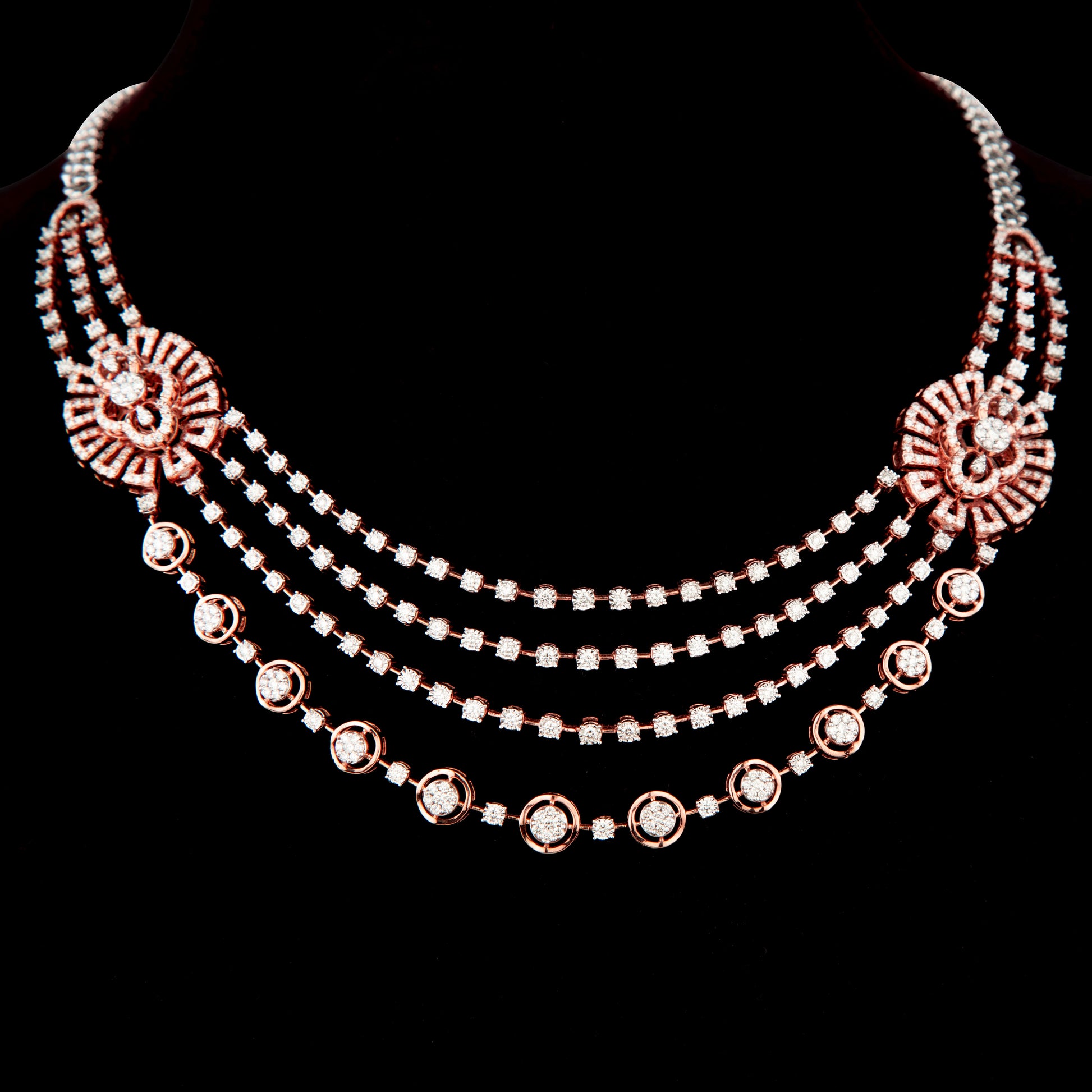 14K Two Tone Gold Diamond Necklace - 4.43ct VVS-VS-GH