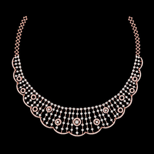 14K Two Tone Gold Diamond Necklace - 4.02ct VVS-VS-HI