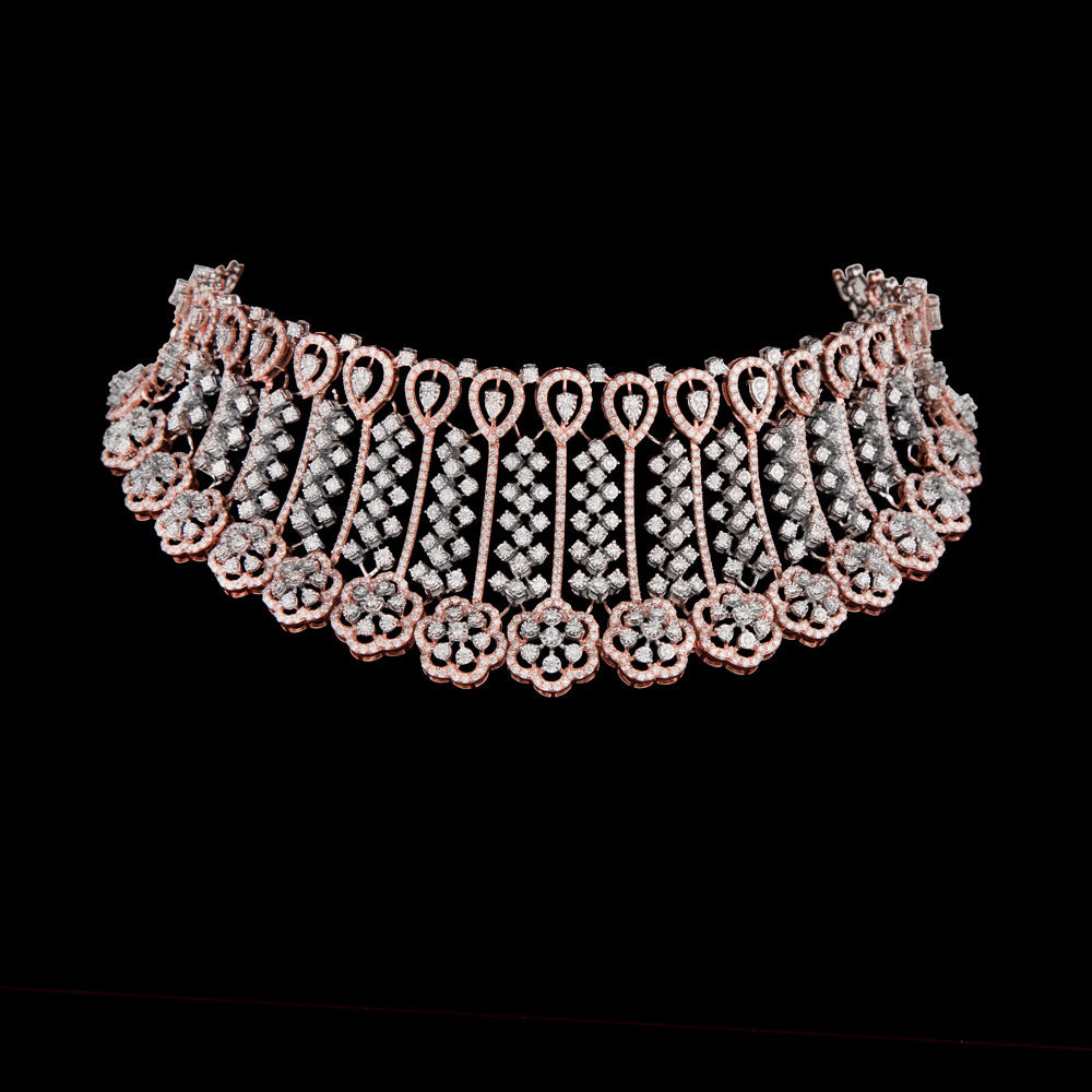 14K Two Tone Gold Diamond Necklace - 10.29ct VS-GH