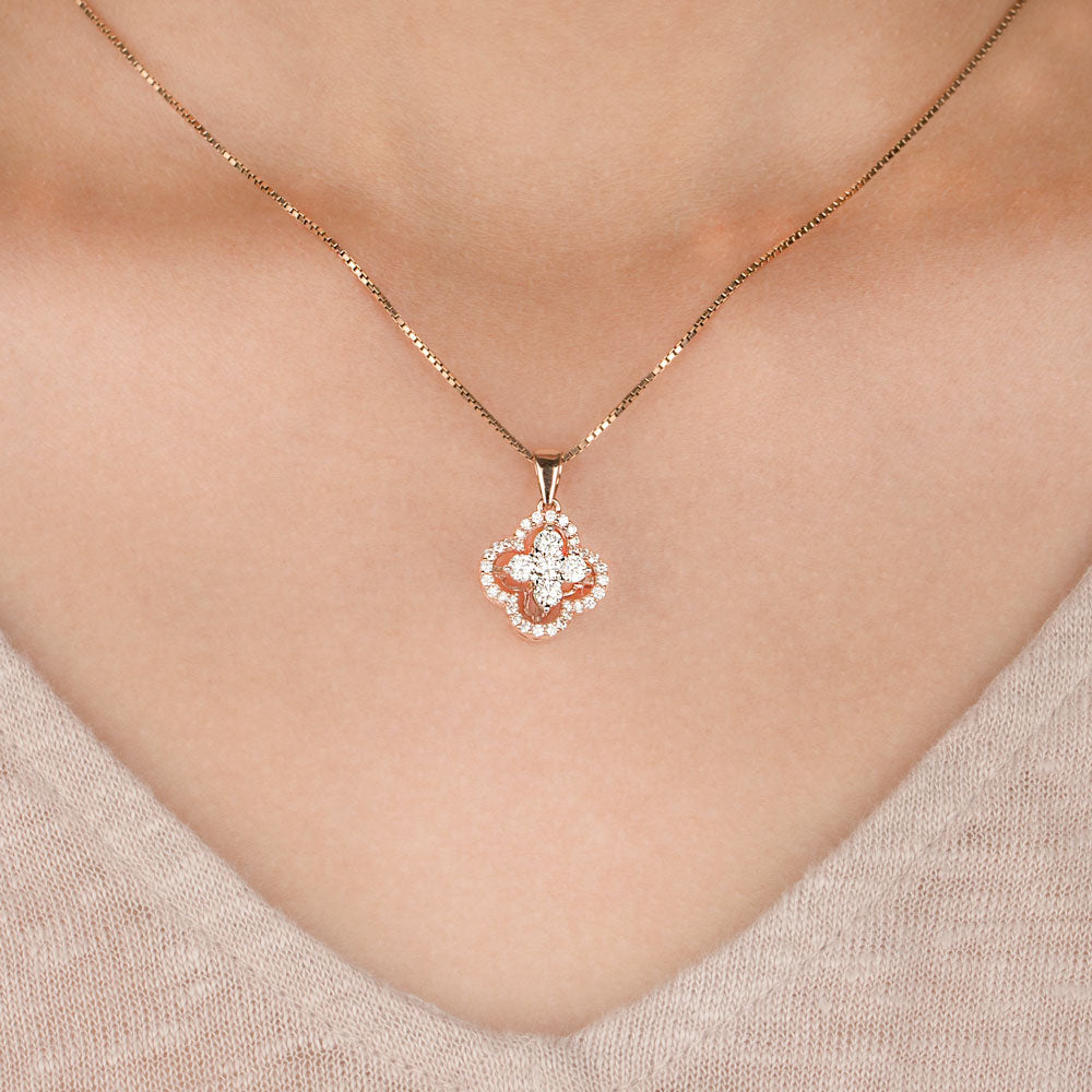 14K Two Tone Gold Diamond Pendant - 0.6ct VVS-VS-GH