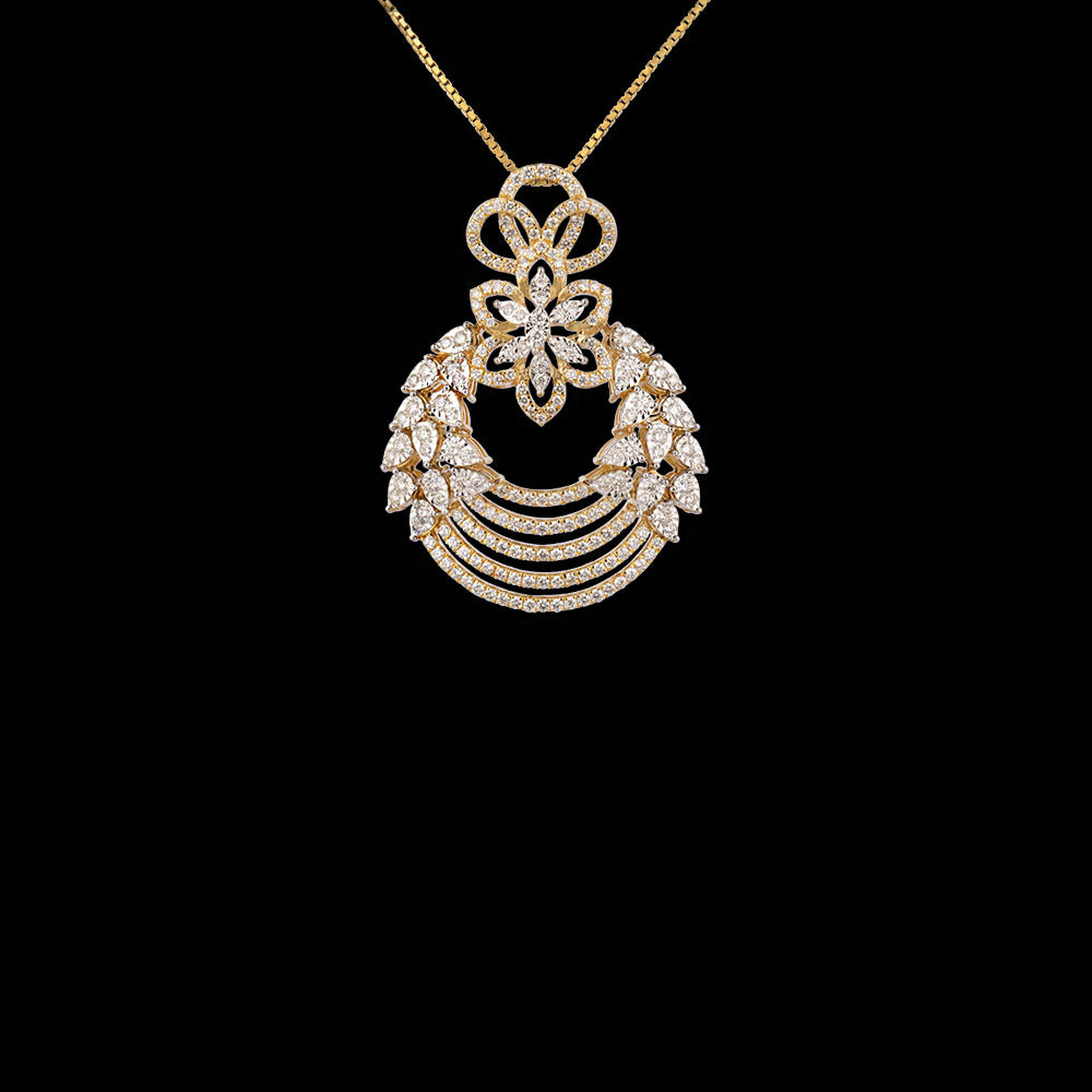 14K Two Tone Gold Diamond Pendant - 1.57ct VVS-VS-GH