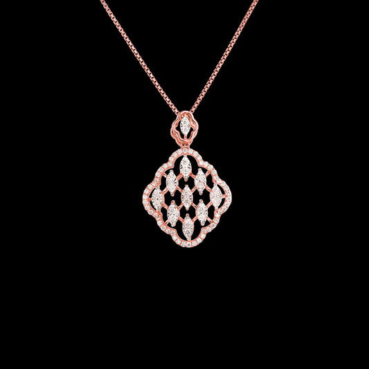 14K Two Tone Gold Diamond Pendant - 0.58ct VVS-VS-GH