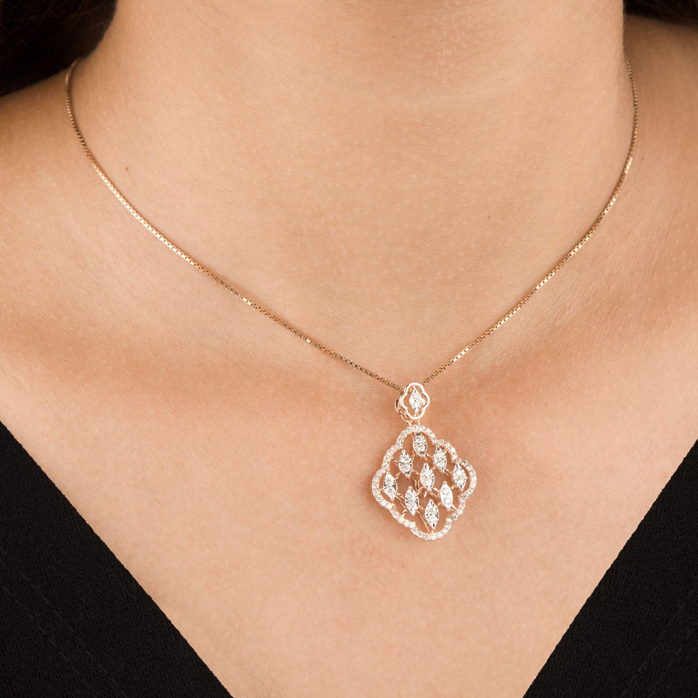 14K Two Tone Gold Diamond Pendant - 0.58ct VVS-VS-GH