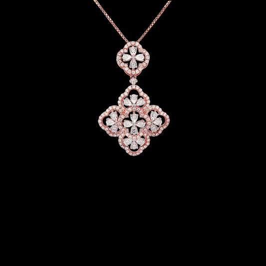 14K Two Tone Gold Diamond Pendant - 1.06ct VVS-VS-GH