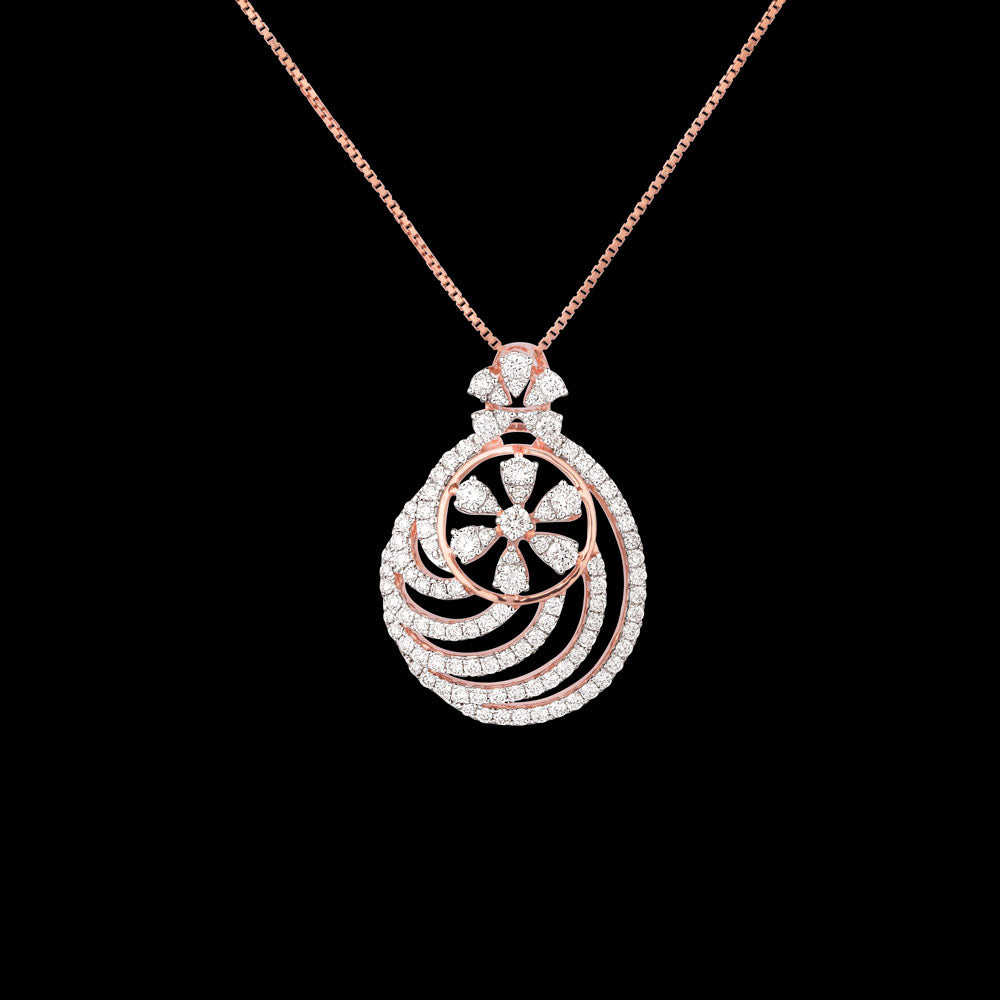 14K Two Tone Gold Diamond Pendant - 0.988ct VS-SI-GHI