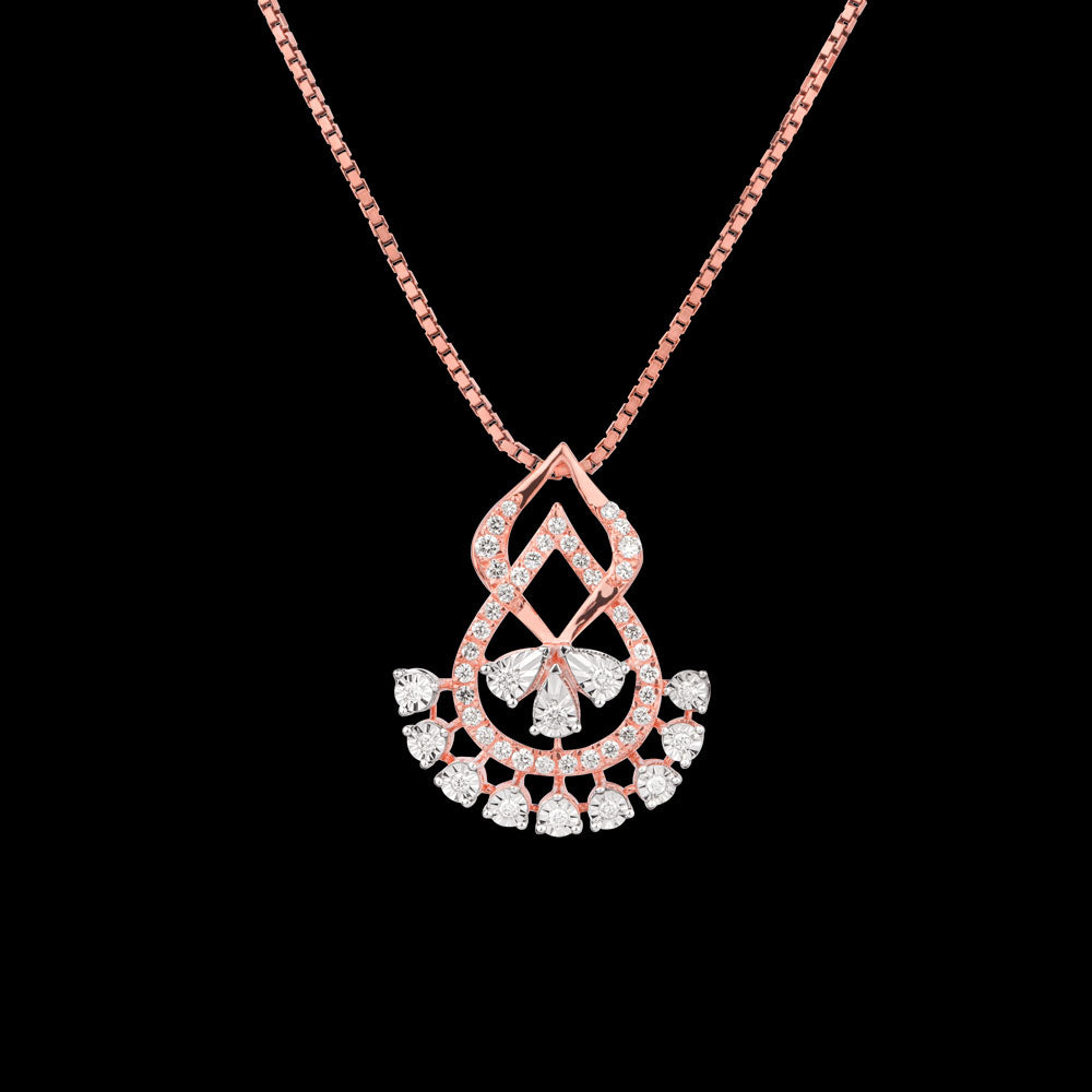 14K Two Tone Gold Diamond Pendant - 0.195ct VVS-VS-GH