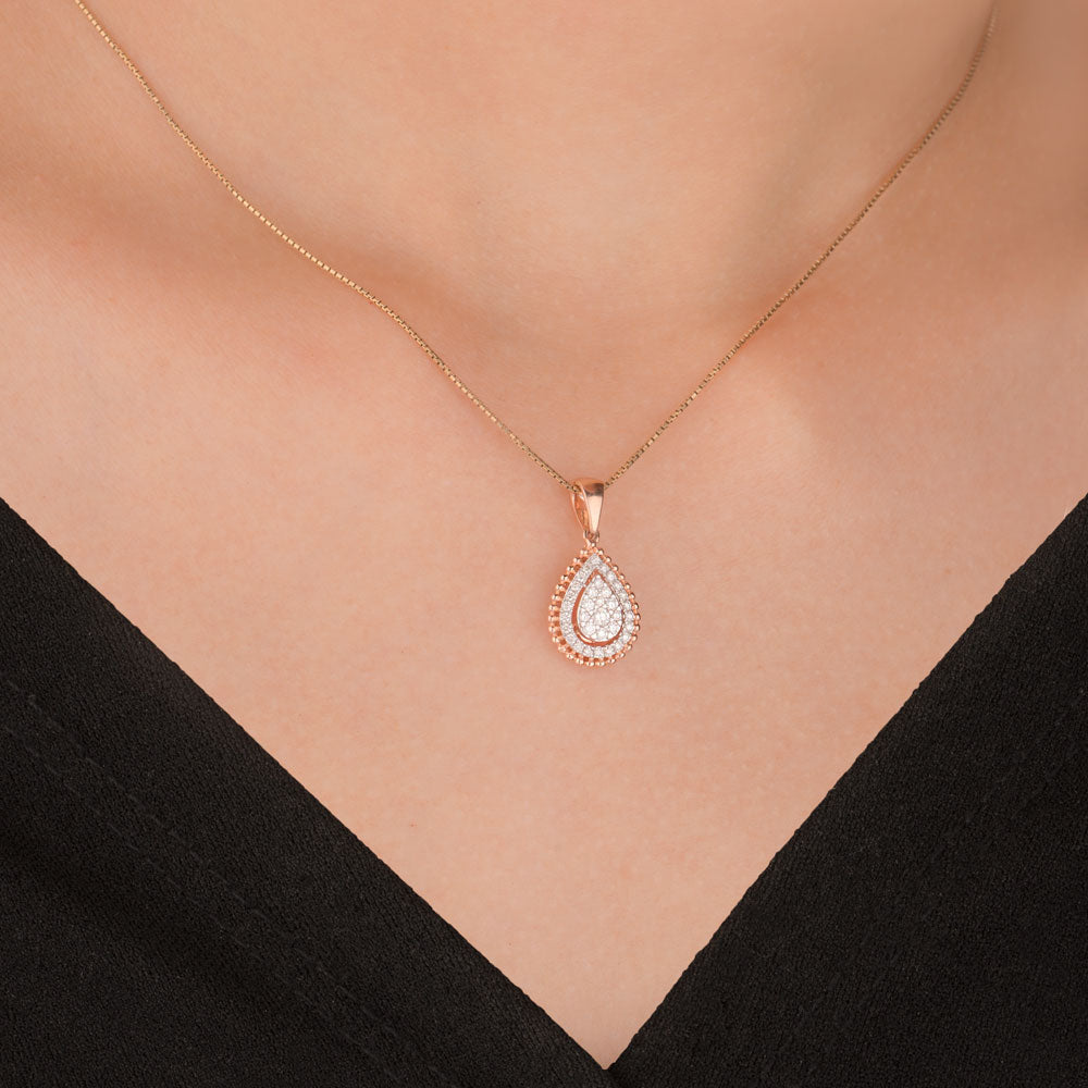 14K Two Tone Gold Diamond Pendant - 0.234ct VVS-VS-HIJ