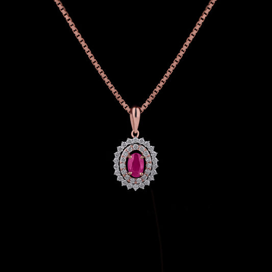14K Two Tone Gold Diamond Pendant - 0.4ct VVS-VS-GH with Colour Stones