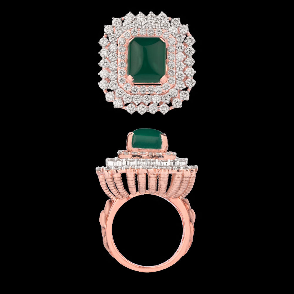 18K Two Tone Gold Diamond Ring - 2.7ct VVS-VS-HI with Colour Stones