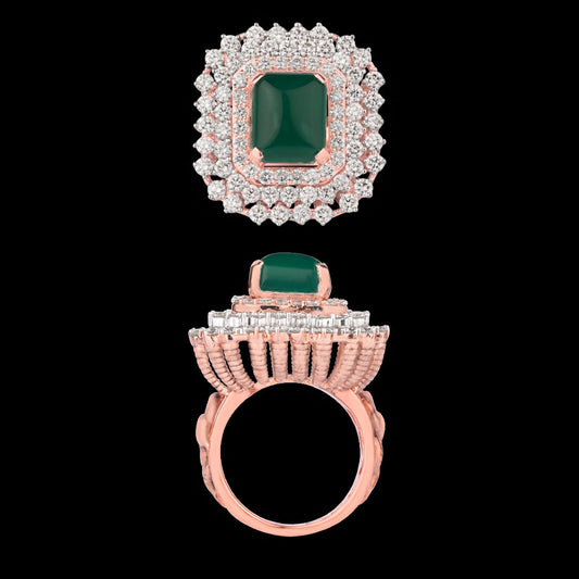 18K Two Tone Gold Diamond Ring - 2.7ct VVS-VS-HI with Colour Stones