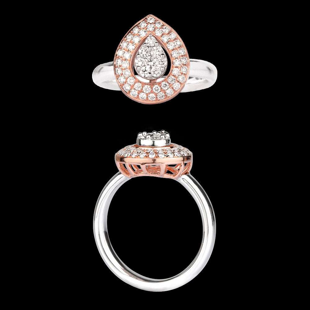 14K Two Tone Gold Diamond Ring - 0.52ct VVS-VS-HI