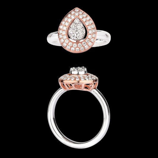14K Two Tone Gold Diamond Ring - 0.52ct VVS-VS-HI