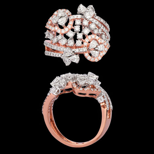 14K Two Tone Gold Diamond Ring - 1.28ct VS-SI-FG
