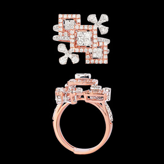 14K Two Tone Gold Diamond Ring - 1.29ct VVS-VS-GH