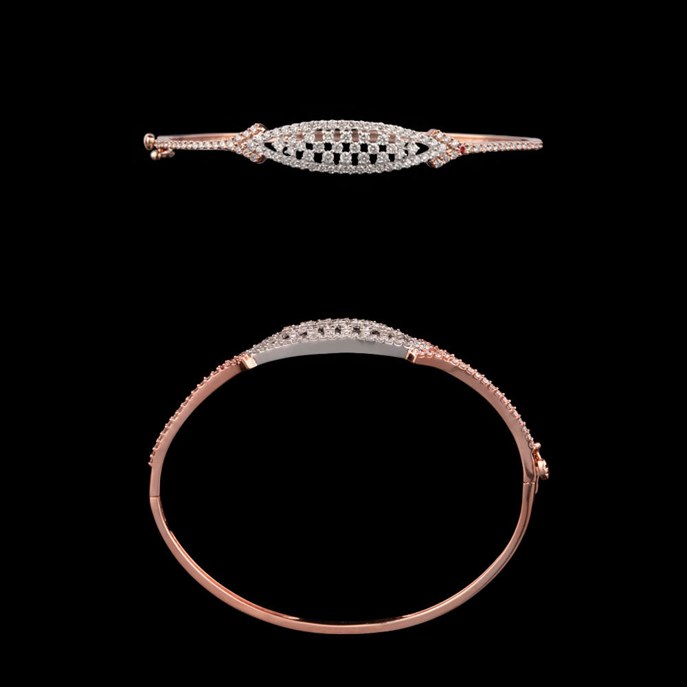 14K Two Tone Gold Diamond Kada - 1.1ct SI-GH