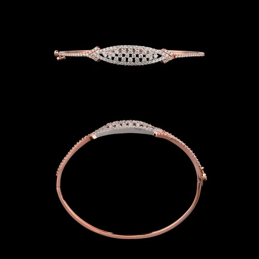 14K Two Tone Gold Diamond Kada - 1.1ct SI-GH