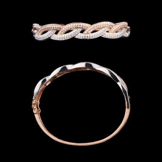 14K Two Tone Gold Diamond Kada - 1.21ct SI-GH