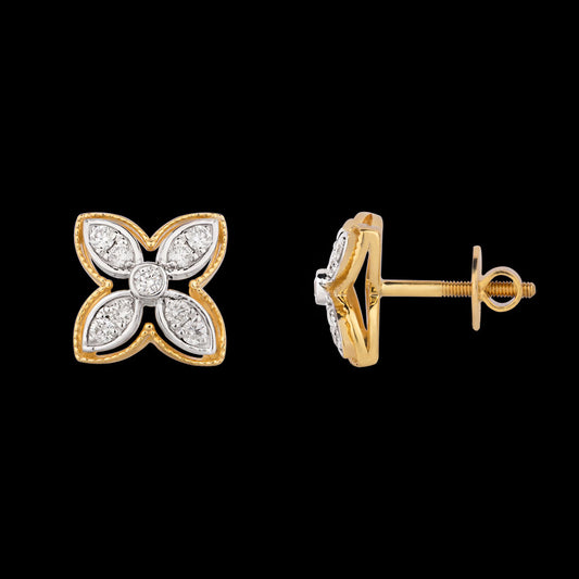 14K Two Tone Gold Diamond Earrings - 0.26ct VVS-VS-GH