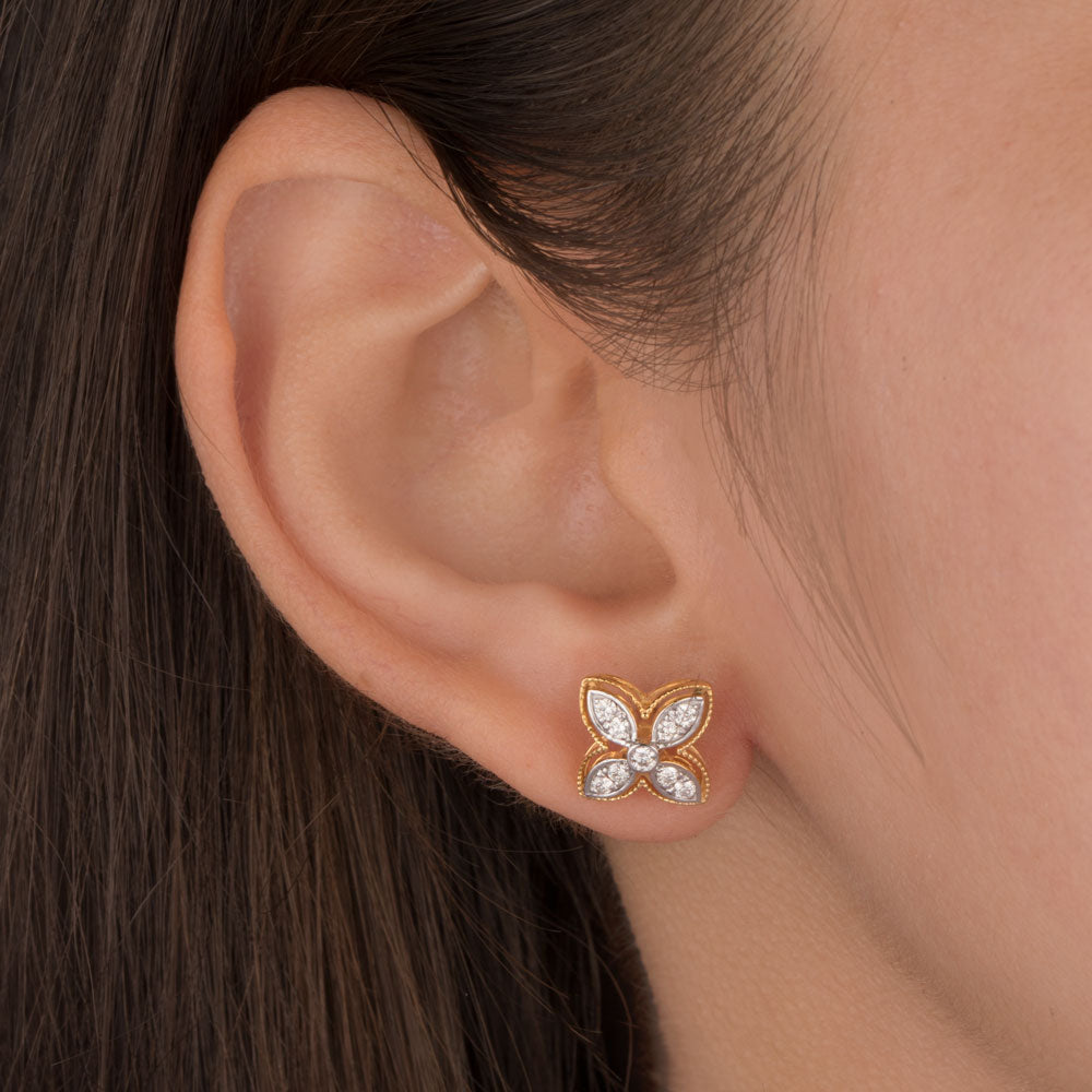 14K Two Tone Gold Diamond Earrings - 0.26ct VVS-VS-GH