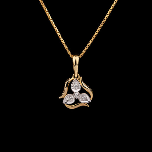 14K Two Tone Gold Diamond Pendant - 0.08ct VVS-VS-GH