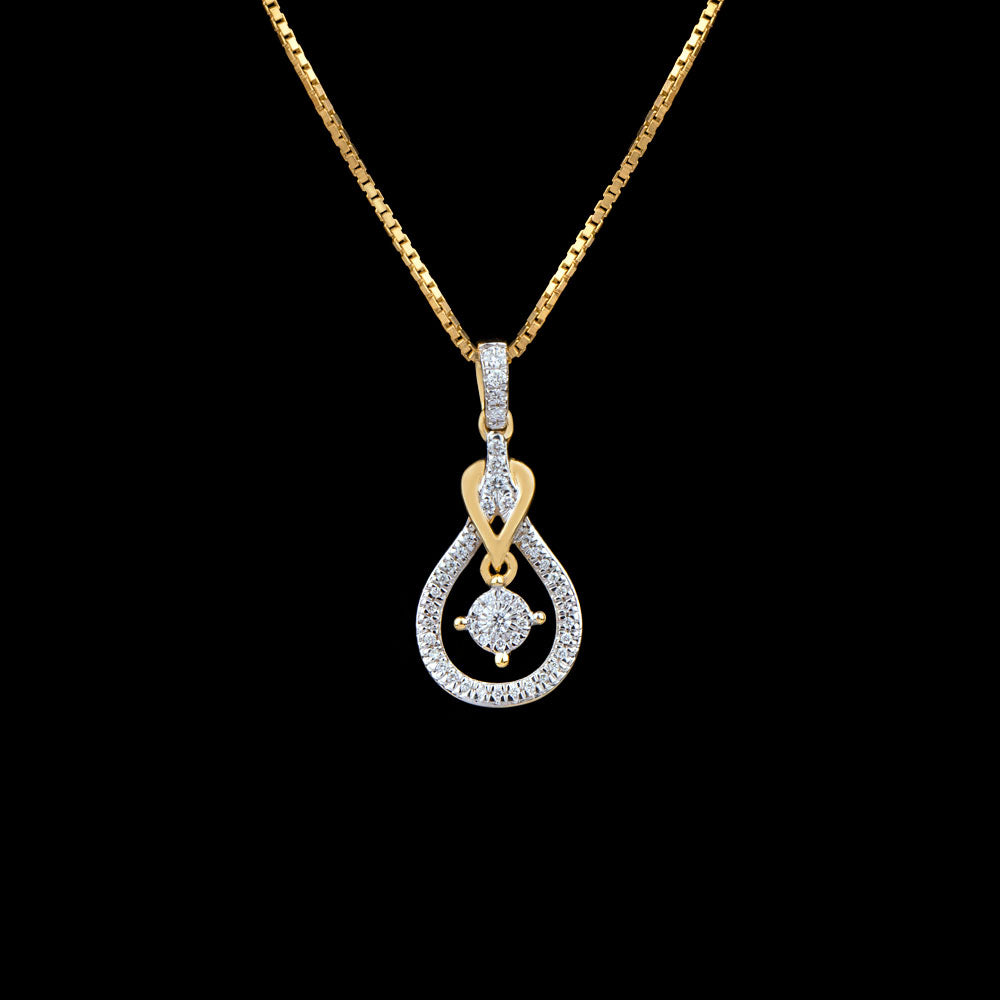 14K Two Tone Gold Diamond Pendant - 0.16ct SI-IJ