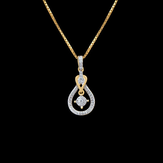 14K Two Tone Gold Diamond Pendant - 0.16ct SI-IJ