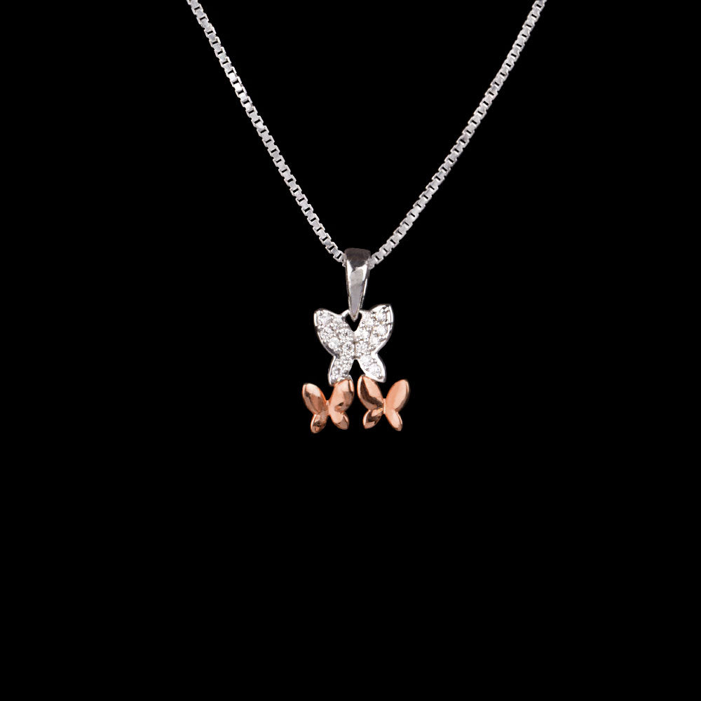 18K Two Tone Gold Diamond Pendant - 0.08ct VS-GH