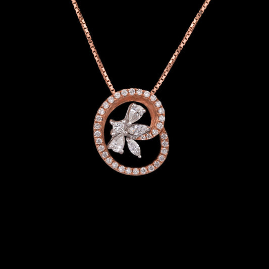 14K Two Tone Gold Diamond Pendant - 0.43ct VS-GH