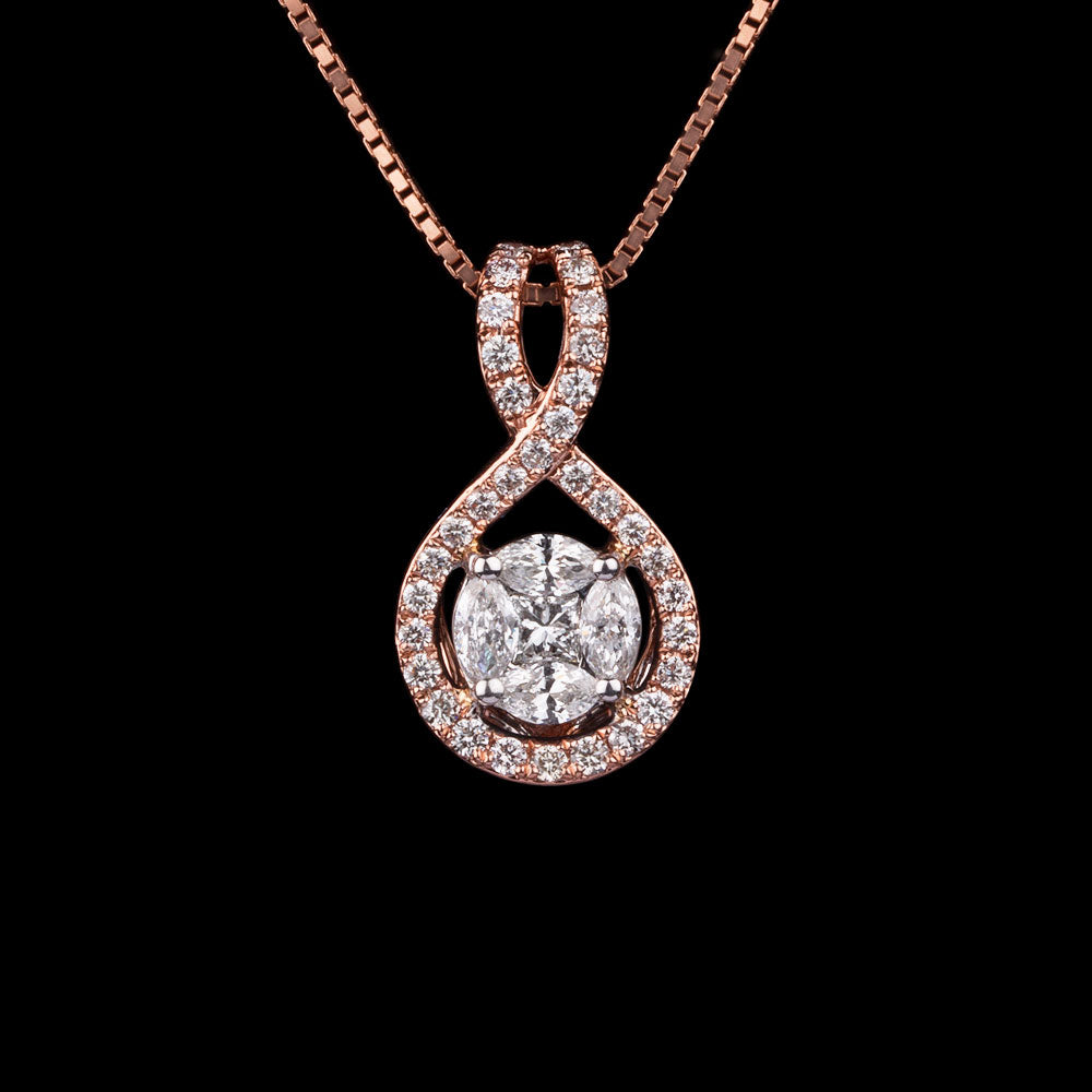 14K Two Tone Gold Diamond Pendant - 0.72ct SI-GH