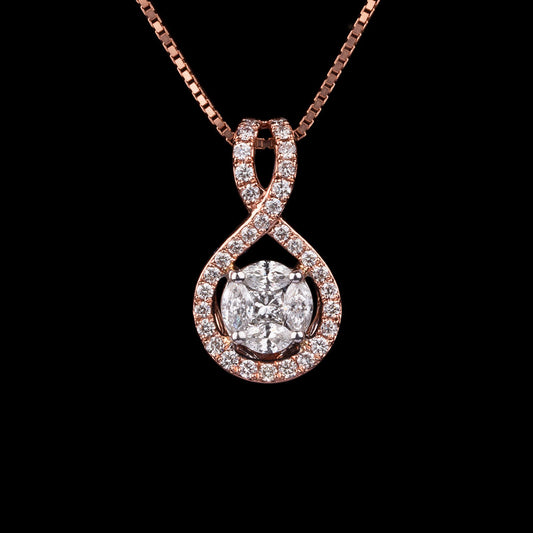14K Two Tone Gold Diamond Pendant - 0.72ct SI-GH