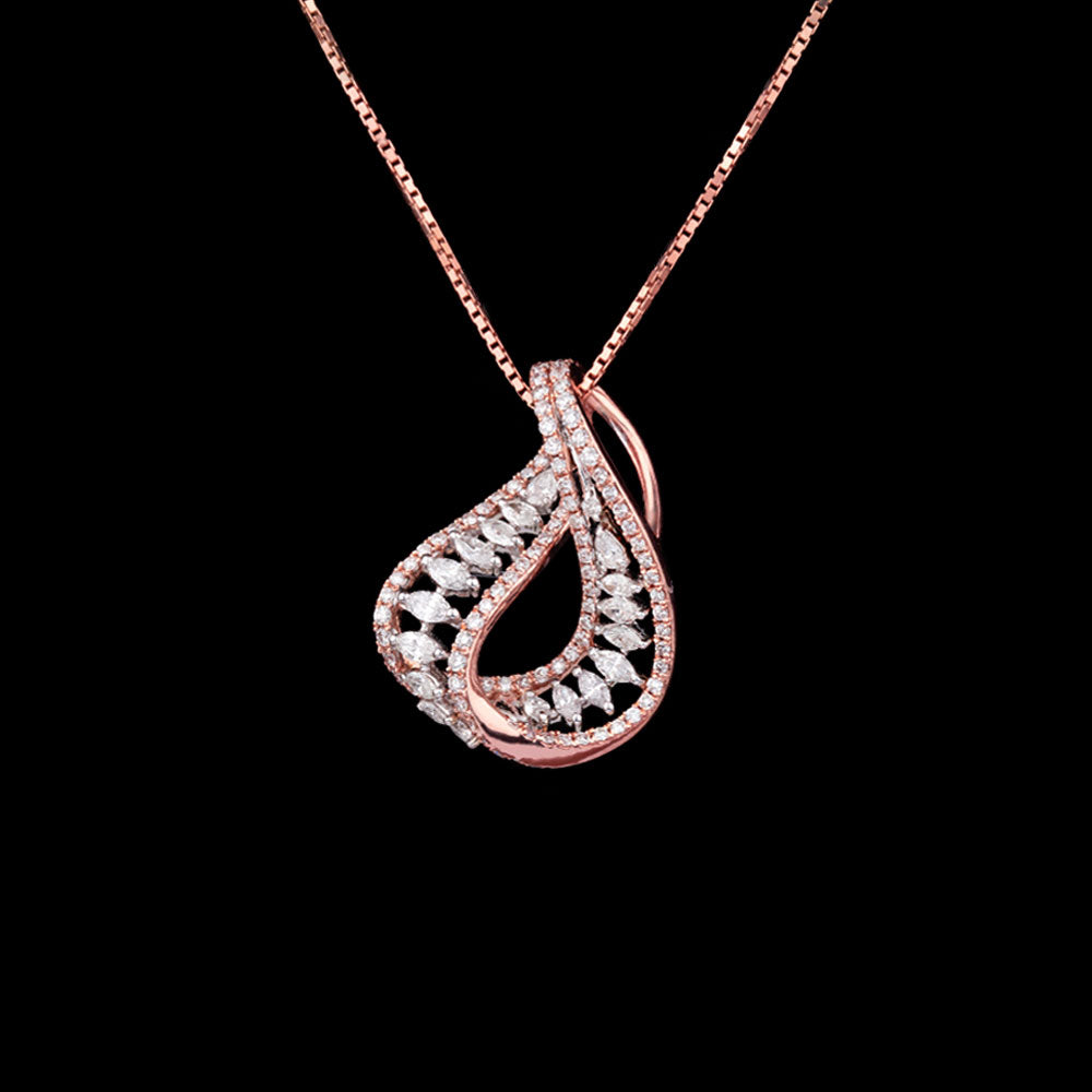14K Two Tone Gold Diamond Pendant - 1.07ct SI-GH