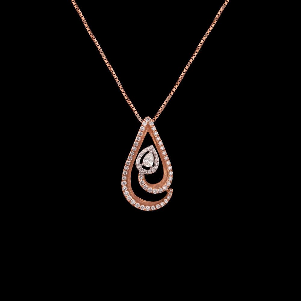14K Two Tone Gold Diamond Pendant - 0.55ct VS-GH