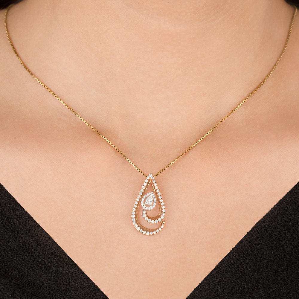 14K Two Tone Gold Diamond Pendant - 0.55ct VS-GH