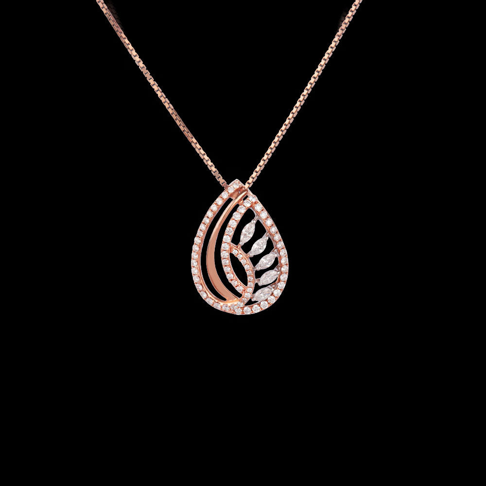 14K Two Tone Gold Diamond Pendant - 0.6ct VS-GH