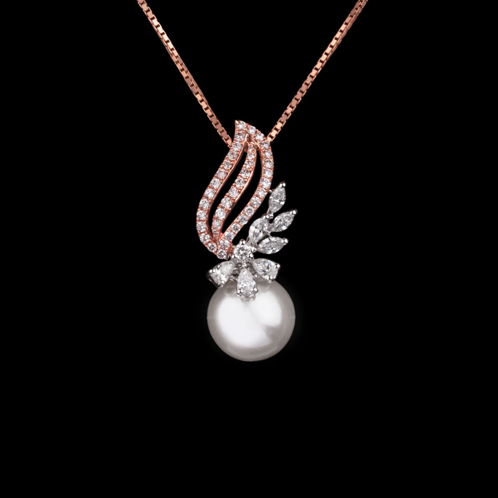 14K Two Tone Gold Diamond Pendant - 0.61ct SI-GH with Colour Stones