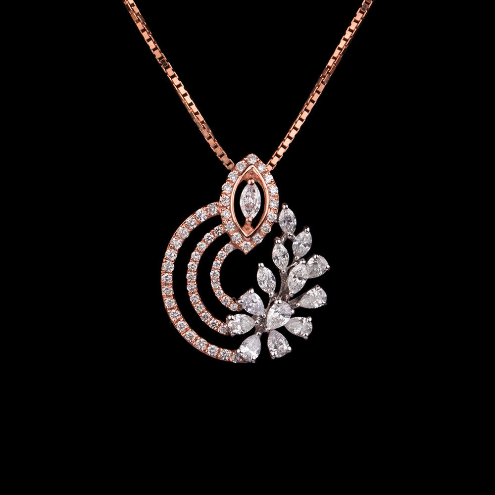 14K Two Tone Gold Diamond Pendant - 0.76ct SI-GH